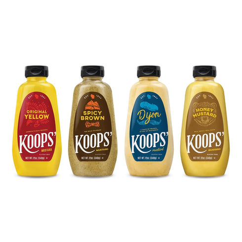 Koops' Classic Mustard Variety Pack Original Yellow, Spicy Brown, Dijon, & Honey