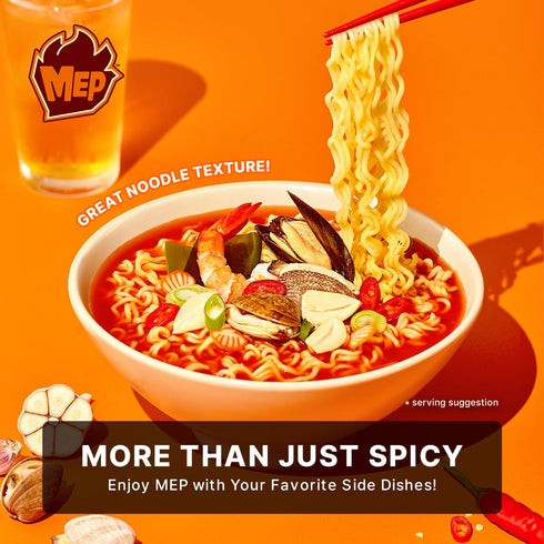 3.88 oz (Pack 4) Samyang MEP Garlic Clam Ramen, Spicy Korean Instant Noodle Soup, ENHYPEN Pick, Refreshing Seafood Bone