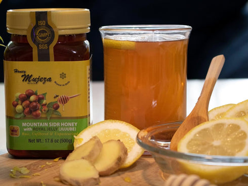 100% (500g 17.6oz) Authentic Mountain Sidr Honey with Royal Jelly Jujube Honey, Supports Mental Health, Memory