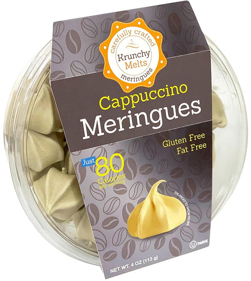 Krunchy Melts Original Meringue Cookies | Cappuccino Flavor | 80 Calories Per Serving | Fat Free, Gluten Free, Dairy