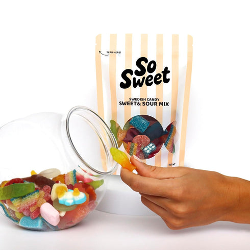 8 oz Gummies Swedish Candy Sweet & Sour Mix Sweet & Tangy Chewy Assortment Variety Bag, Scandinavian Pick & Mix Candy