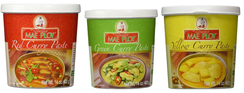 TastePadThai Mae Ploy Red Curry Paste, Green Curry Paste and Yellow Curry Paste