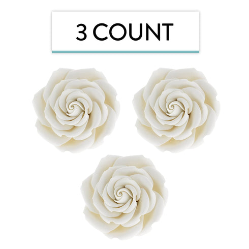 3 Inches, 3 Count Global Sugar Art Rebecca Rose Sugar Cake Flowers, White by Chef Alan Tetreault