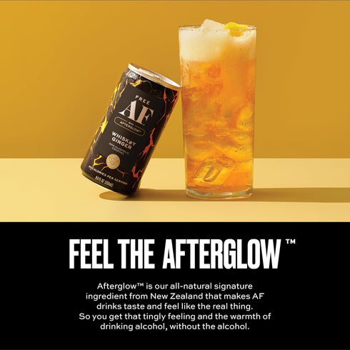 8.4 oz (12-Pack) AF Drinks Non-Alcoholic Whiskey Ginger | Alcohol Alternative Sparkling Cocktails with AFTERGLOW
