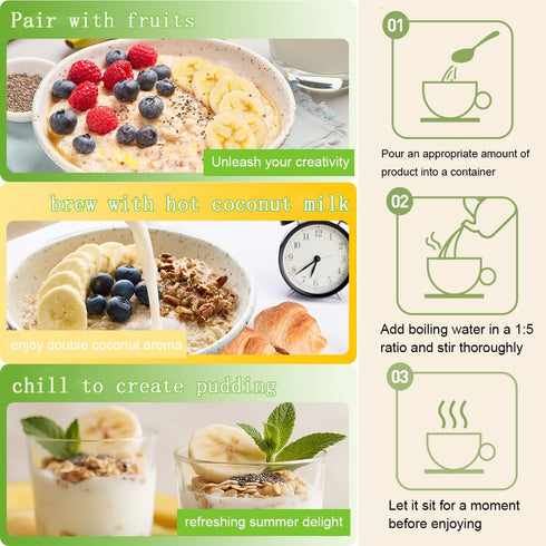 xapuo 500g 3 Chia Seeds Apple Banana Milk Oatmeal, Instant Hot Cereal, Ways To Prepare, Quick Breakfast For Home Office