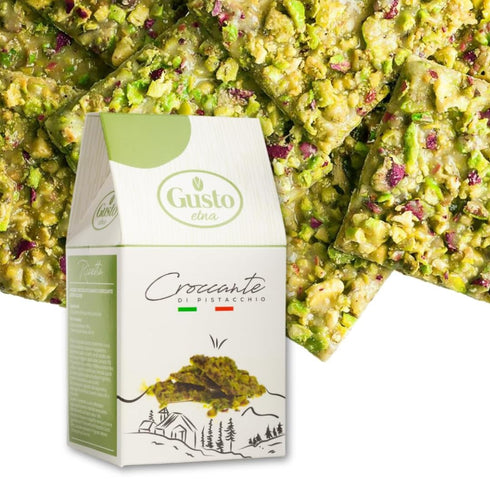 2 Pack 6.7 oz (190 GUSTO ETNA Pistachio Brittle, Sweet Pistachios Butter Chews with Pistachio crumbles, Bite Size