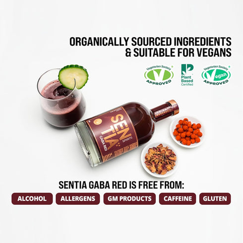 20 16.9 oz (500ml), Sentia Gaba Red, Botanical Non Alcoholic Spirit, Award Winning, Vegan, Gluten Free and GM Free