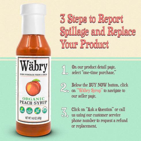 14.9oz (420g), Waebry Organic Peach Syrup Natural Fruit Syrups for Drinks, Pancakes, Tea, Shaved Ice and Ice cream