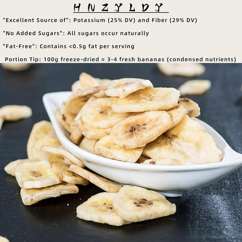 HNZYLDY 7oz (200g) Freeze-Dried Banana Slices, No Sugar Added Crispy Dried Fruit Snacks for Hiking, Camping, Travel