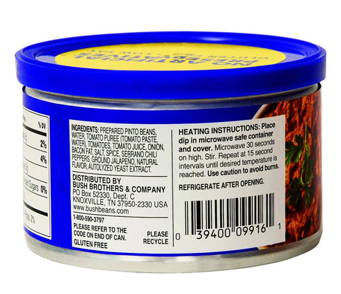 9.5 OZ (Pack 3) Bush's Best Bean Dip, Original