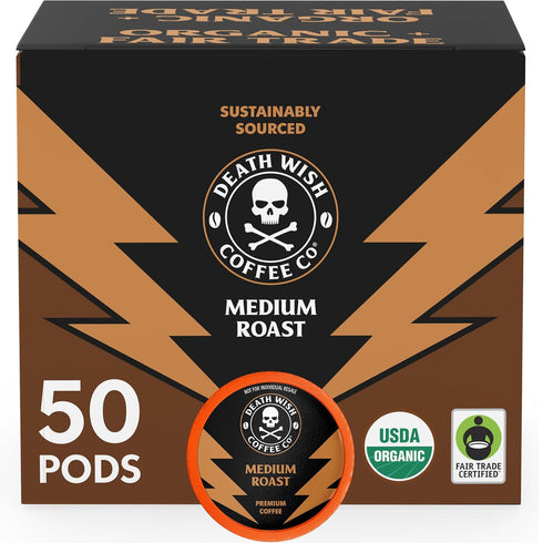 Death Wish Coffee, Medium Roast Single Serve Pods - USDA Organic Coffee