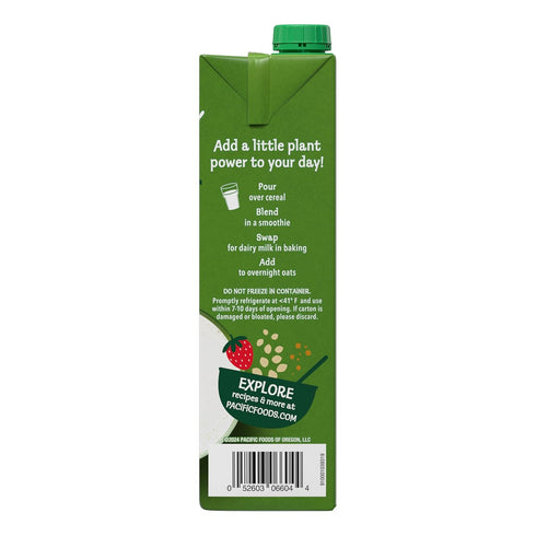 32 oz (Pack 6) Pacific Foods Unsweetened Vanilla Hemp Milk, Plant Based Milk, Carton