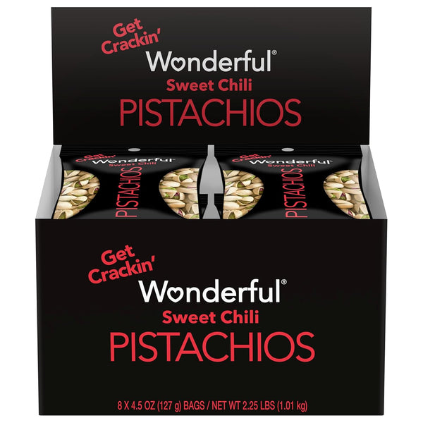 Wonderful Pistachios In Shell, Sweet Chili Flavored Nuts, 4.5 Ounce Bag (Pack