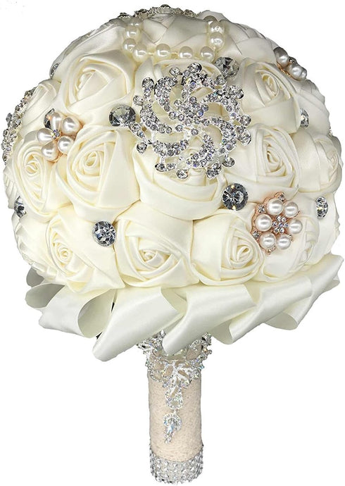 Jackcsale (D453 Wedding Bride Bridal Bouquet Brooch Bouquet Bridesmaid Valentine's Day Bouquet Confession Creamy)