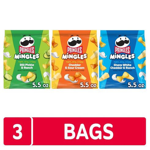 Pack, (3 Pringles Mingles Puffed Snacks, Variety Cheese Puffs, Salty Snacks Bags)