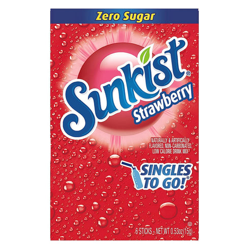 0.53 OZ, 6 (Pack 4) Sunkist Soda Strawberry Singles To Go Drink Mix, CT