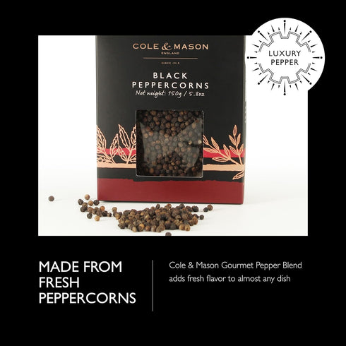 5.3 oz Cole & Mason Gourmet Spice Refill Box - Pairs Well with Chicken, Beef, Pork and More - Peppercorn for Pepper