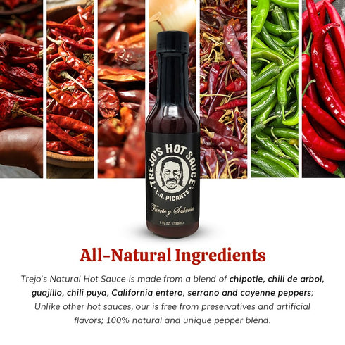 (5 oz. 1-Pack Trejo's Tacos All-Natural Hot Sauce, Bottles) Medium Heat Made From a Blend of Peppers, Zero Calories