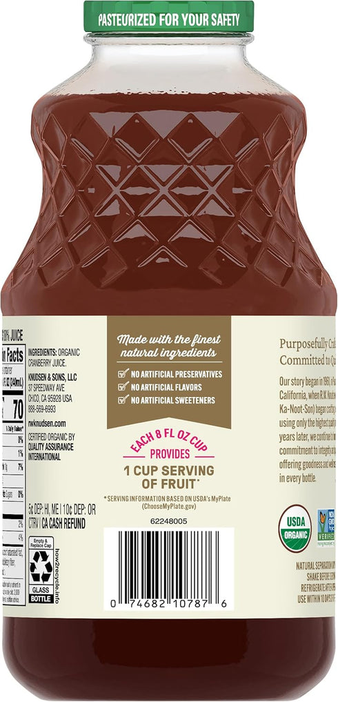 32 oz (Pack 6) R.W. Knudsen Organic Just Cranberry Juice, fl