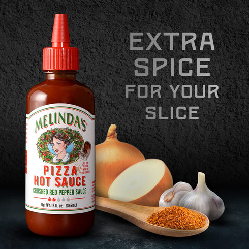 Melinda’s Pizza Hot Sauce - Crushed Red Pepper Sauce Made with Fresh Ingredients, Cayenne Peppers, Garlic, Tomatoes - Gourmet Spicy Pizza Sauce - 12oz, 3 Pack