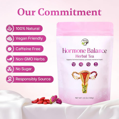 100% Free,15 Vital Tea Hormone Balance Tea for Women, Soothing Chamomile & Raspberry Leaf Tea for Menstrual Cycle, PMS