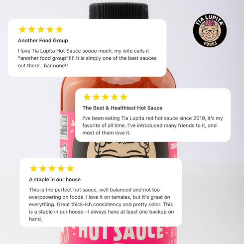 8 Oz (Pack 2) Tia Lupita Hot Sauce of - Flavorful Heat, Medium Spice with Smoky-Sweet Flavor - Gluten-Free, Non-GMO