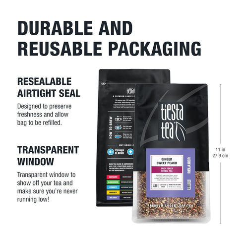 200 16oz Tiesta Tea - Ginger Sweet Peach, Spicy Peach Herbal Tea, Tranquility Blend, Loose Leaf, Non-Caffeinated