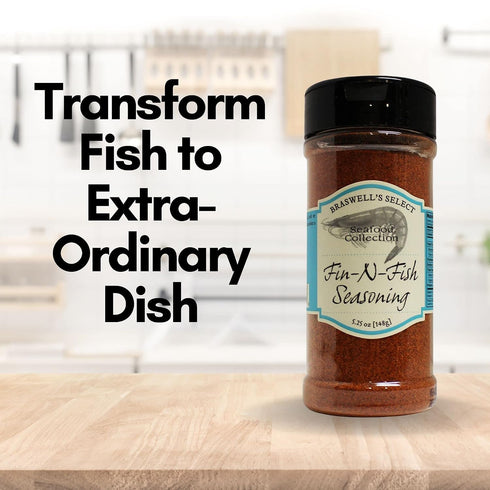 5.25 oz) Fin N' Fish Seasoning from Braswell's Food Co. Select Seafood Condiments (Fin N Fish seasoning