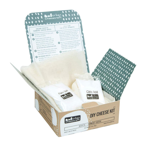 Mini DIY Cheese Kit - Ricotta & Farmers' Cheese, 4 Batches, Make Cheese in 30 Minutes, Vegetarian & Gluten Free