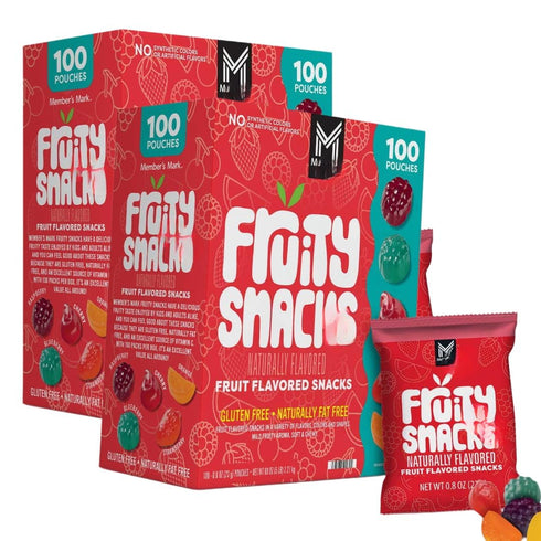 Generic Fruity Snacks, Assorted Fruit Flavored, 0.8 oz Packets, 100 Count Pack (2