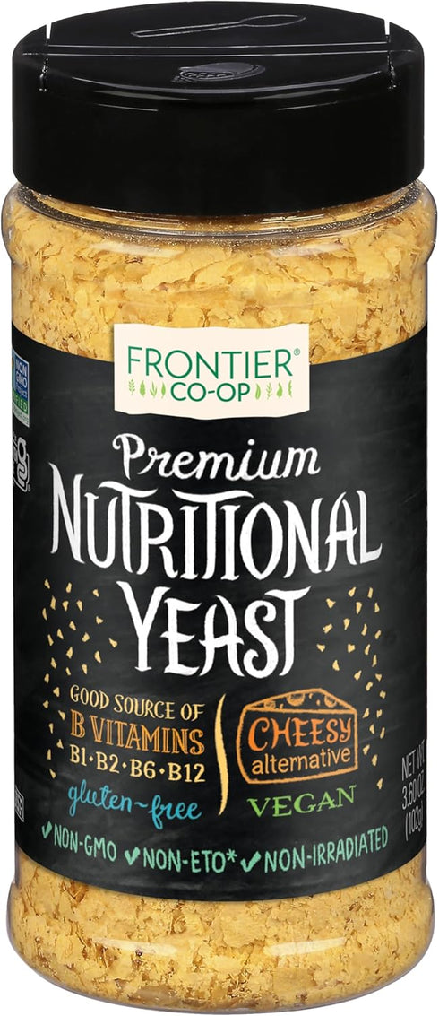 Frontier Co-op Premium Nutritional Yeast Flakes, 3.6 oz., Vegan, Gluten-Free, Kosher, Dairy-Free Cheese Flavor