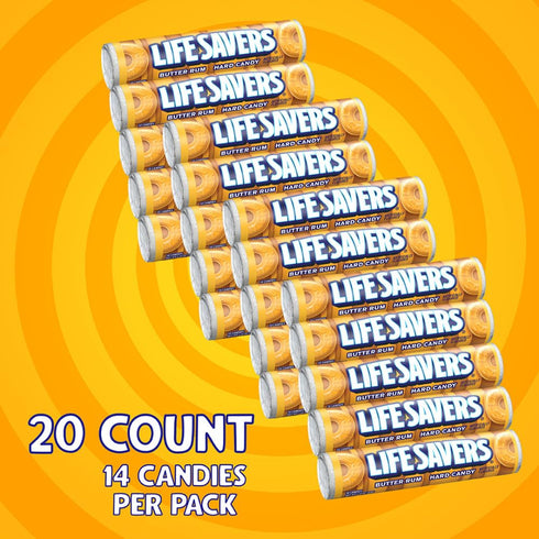 1.14 (20 Packs) LIFE SAVERS Butter Rum Hard Candy Bulk, ounce Single