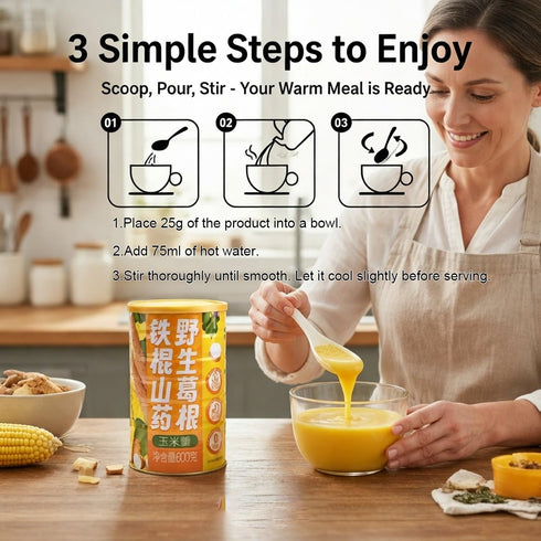 xapuo 600g Yam,Kudzu&Corn Cereal Mix Instant Porridge Powder,No Added Sugar,Smooth Texture,Easy To Prepare,Whole Grain