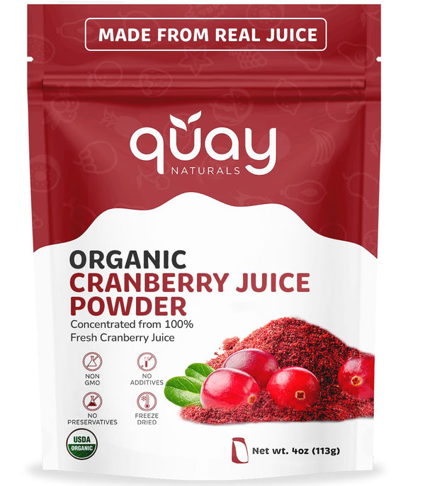Quay Naturals Organic Cranberry Juice Powder, 4oz | Made from US-Sourced Cranberries