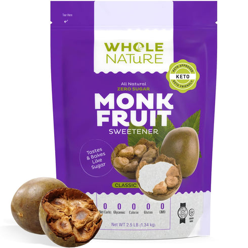 100% 2.5lb 40 oz Whole Nature Monk Fruit Sweetener With Erythritol Granulated - Pure Monkfruit Sweetener