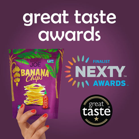 100% 6 Packs Banana Chips - Dried Bananas Gluten Free Chips (Siracha flavor) Dehydrated Fruits Healthy Chip Snacks