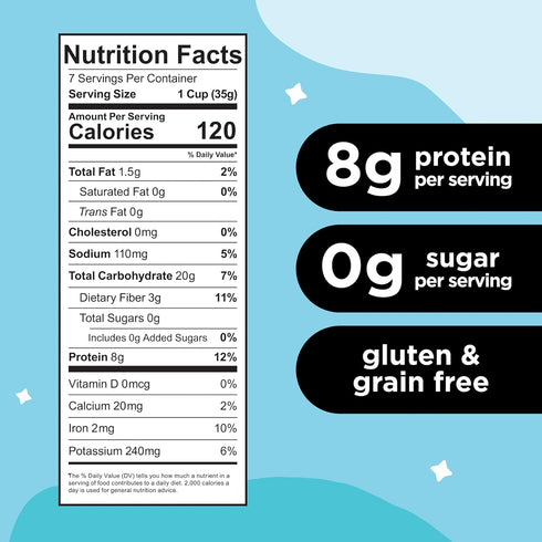 8g 3g 6-Pack Three Wishes Grain-Free Protein Breakfast Cereal - Protein and Fiber - Healthy, Zero-Sugar Breakfast