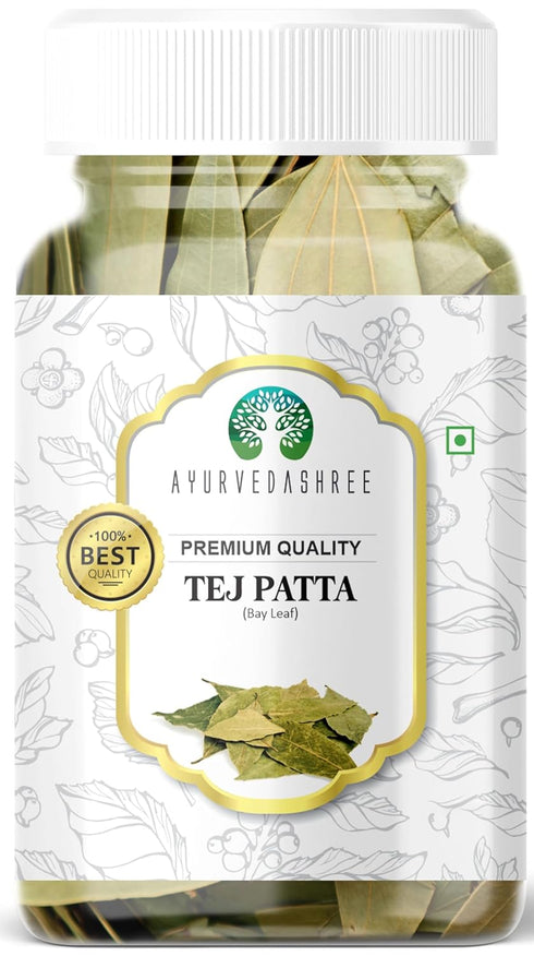 AYURVEDASHREE Bay Leaf Whole Spice, Extra Large 25gm PET Jar, All Natural, NON-GMO, Vegan, Indian Origin