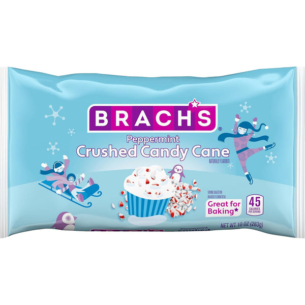 Brach's Peppermint Crushed Candy Canes, Holiday Baking Decorations, 10 Oz Bag, Perfect for Christmas Cookies