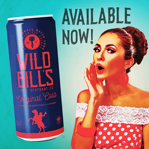 12 Oz 12 Pack Wild Bill's Original Cola Soda Classic Craft Soda Pop Soft Drinks, Sodas Made with Pure Cane Sugar