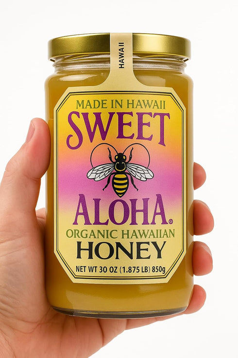 Sweet Aloha 30 oz Organic Hawaiian Raw Honey Glass Jar