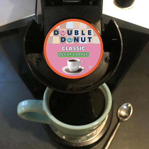 Double Donut Medium Roast Decaf Coffee Pods, Classic, for Keurig K-Cup Machines, 24 Single-Serve Capsules
