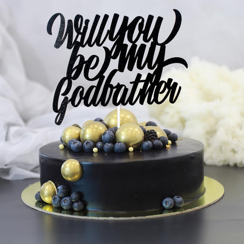LHCING Will You Be My Godfather Birthday Cake Topper - New Godfather Announcement Party Cake Topper - Godparents