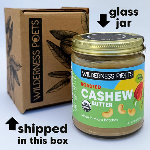 (8 Wilderness Poets, Organic Roasted Cashew Butter - Ounce Glass Jar) - Ultra Creamy, One Ingredient - No Added Sugar