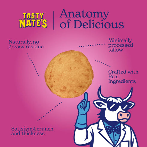 100% 7oz Pack 2 Tasty Nates Beef Tallow Potato Chips - Game Day BBQ Flavor Kettle Chips Fried in Beef Tallow Seed Oil
