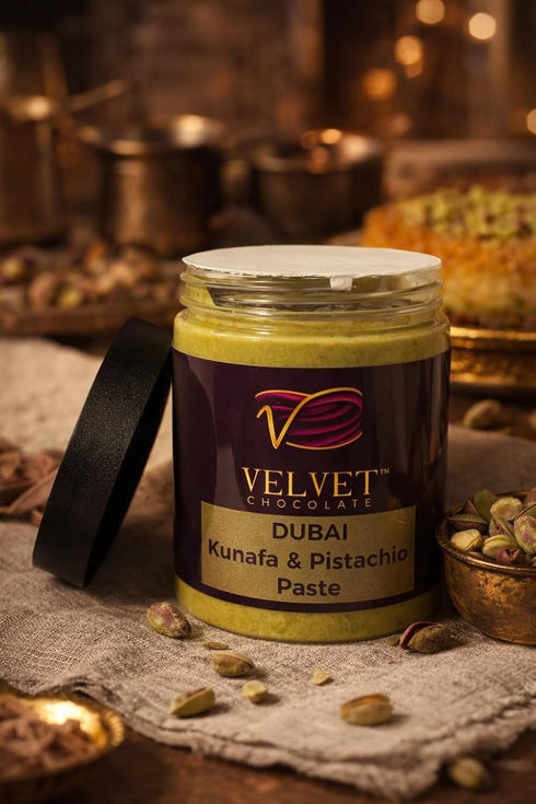 Velvet Chocolate Dubai Kunafa & Pistachio Paste Premium Middle Eastern Dessert Spread