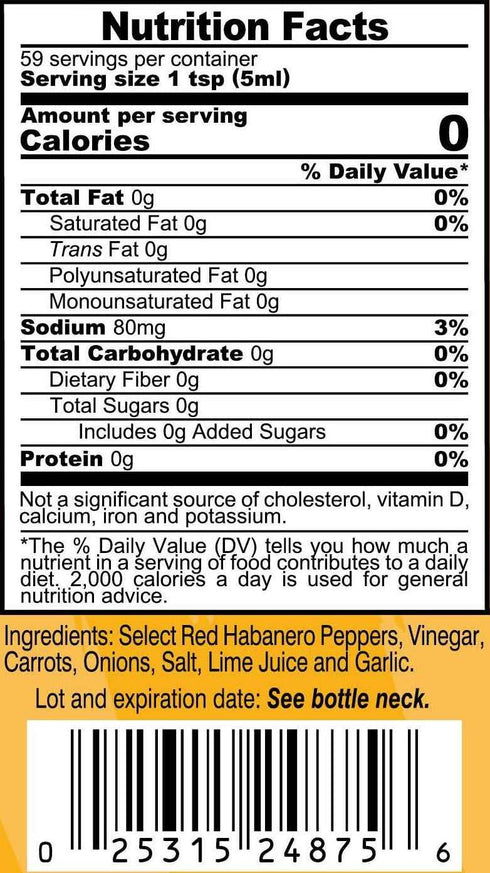 10 oz Marie Sharps Fiery Hot Habanero Pepper Sauce, Extra Hot Belizean Hot Sauce with Intense Heat & Flavor