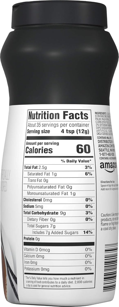15 (Pack 12) Amazon Brand - Happy Belly Powdered Non-dairy French Vanilla Coffee Creamer, ounce