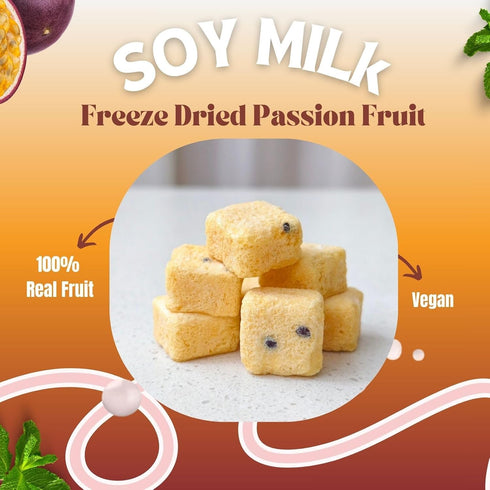 (3-Pack, 1.76 oz Juju-Oops Freeze-Dried Passion Fruit Mylk Crunch Vegan Soy Milk Fruit Bites with Real Fruit Pieces |