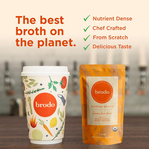 Pack 100% Slow-Simmered (6x 8.3oz) Brodo Classic Variety with Collagen & Protein, Includes Organic Chicken, Grass-Fed